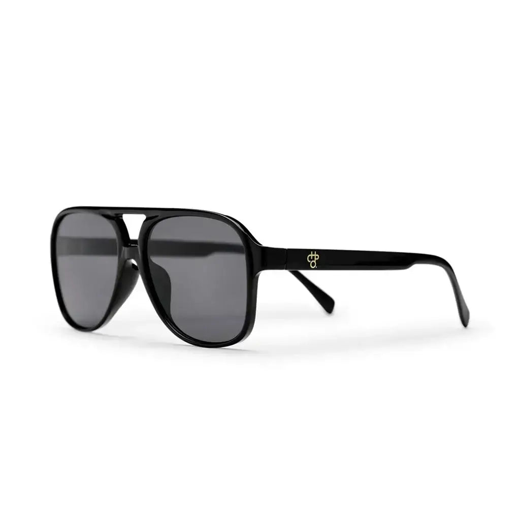CHPO Brand Dallas Sunglasses in black with recycled plastic frame and dark lenses, designed in Sweden.