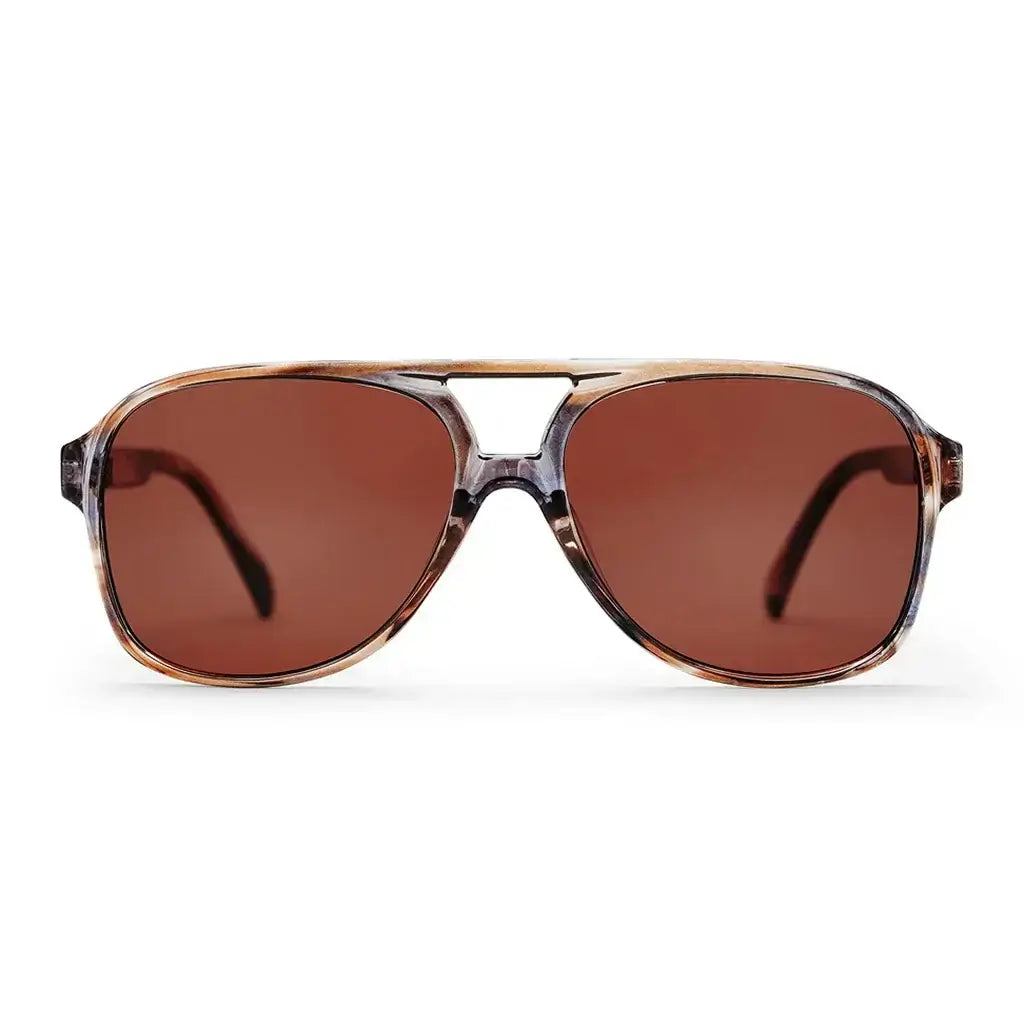 CHPO Brand Dallas Sunglasses in cigar smoke with brown lenses, designed in Sweden, stylish recycled plastic frame.