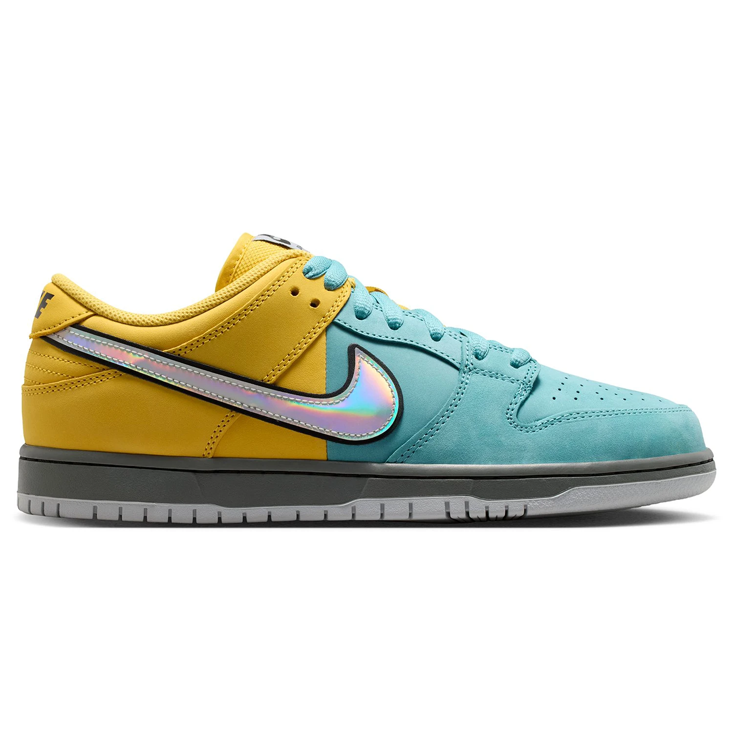 Lightening wolf grey Nike SB Dunk Low Pro men's skateboard sneaker on a white background