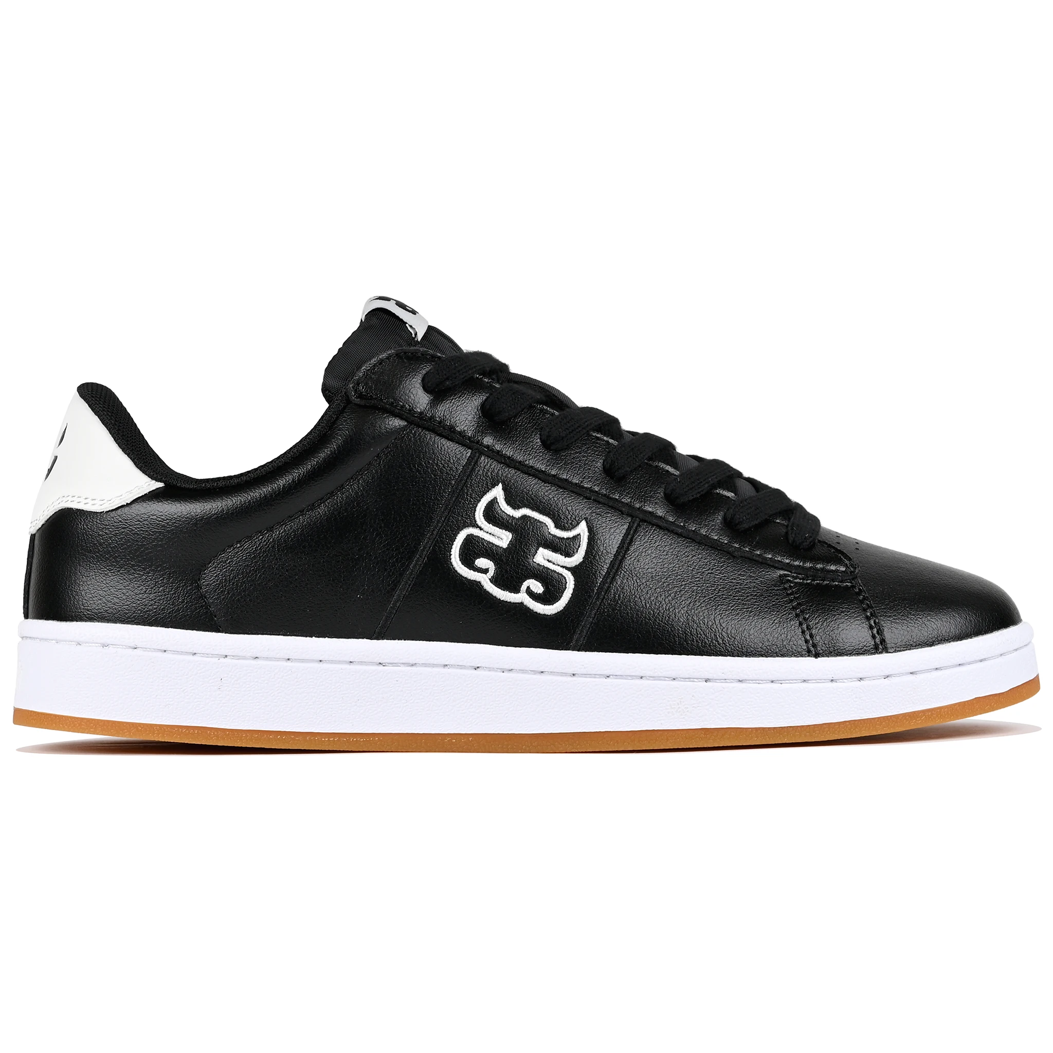 Black leather I-Path Footwear Ace skateboarding sneaker on a white background