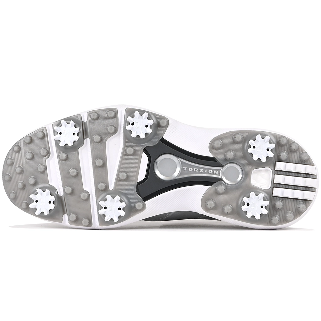 Close-up of Adidas x Metalwood Studios MC70 golf shoe sole on a white background