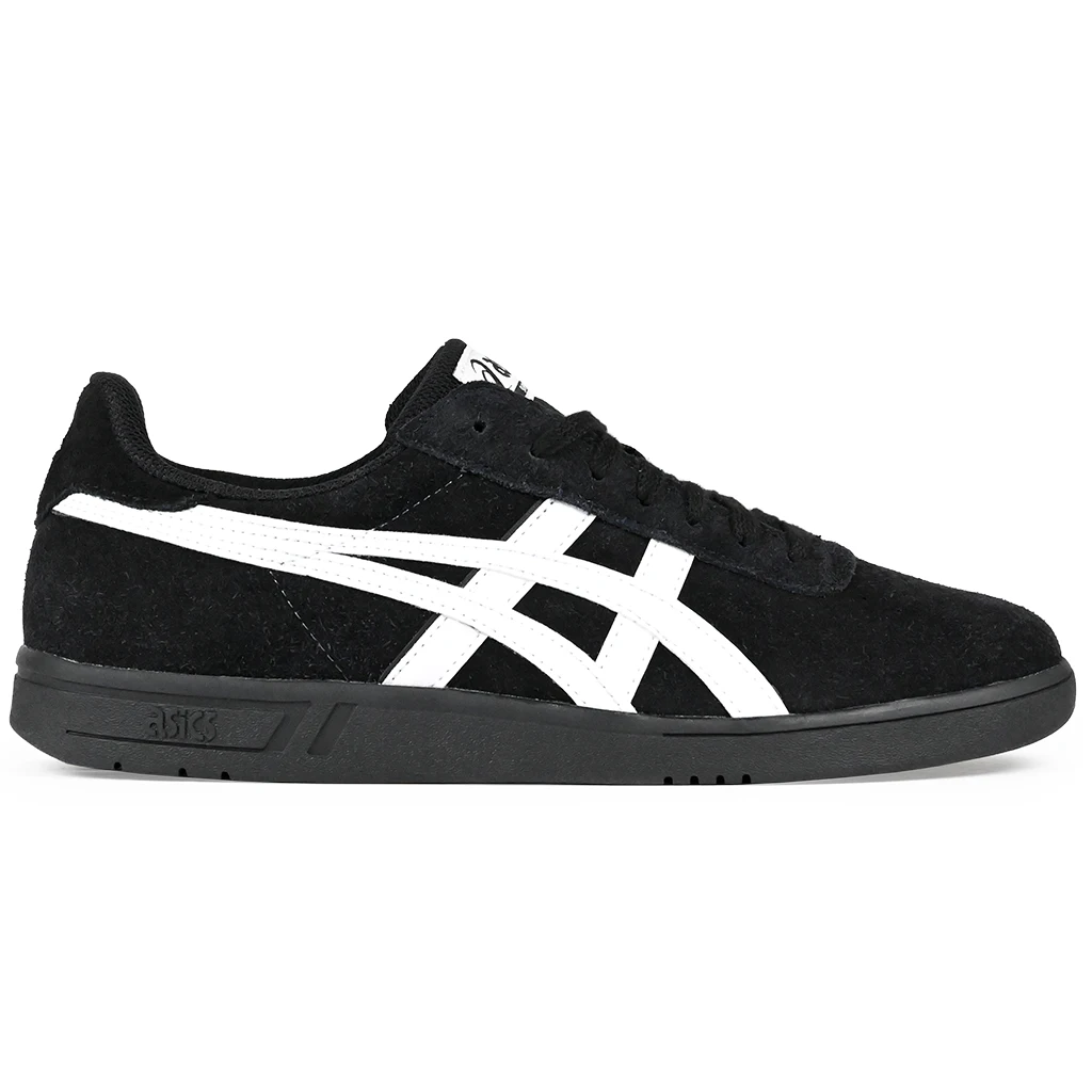 Black and white Asics Skateboarding GEL-Vickka Pro sneaker with 'Onitsuka' branding on a white background