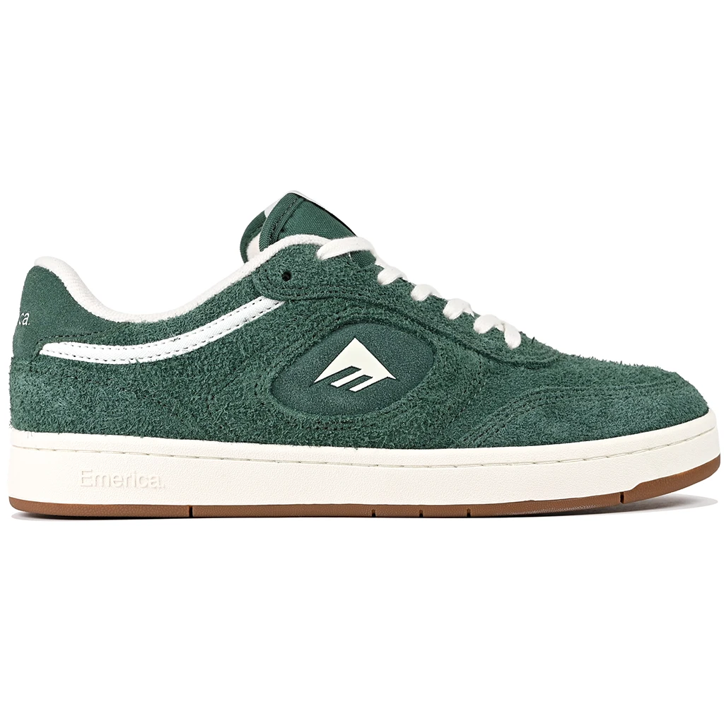Emerica Skateboarding KSLIII green sneaker with white accents on a white background