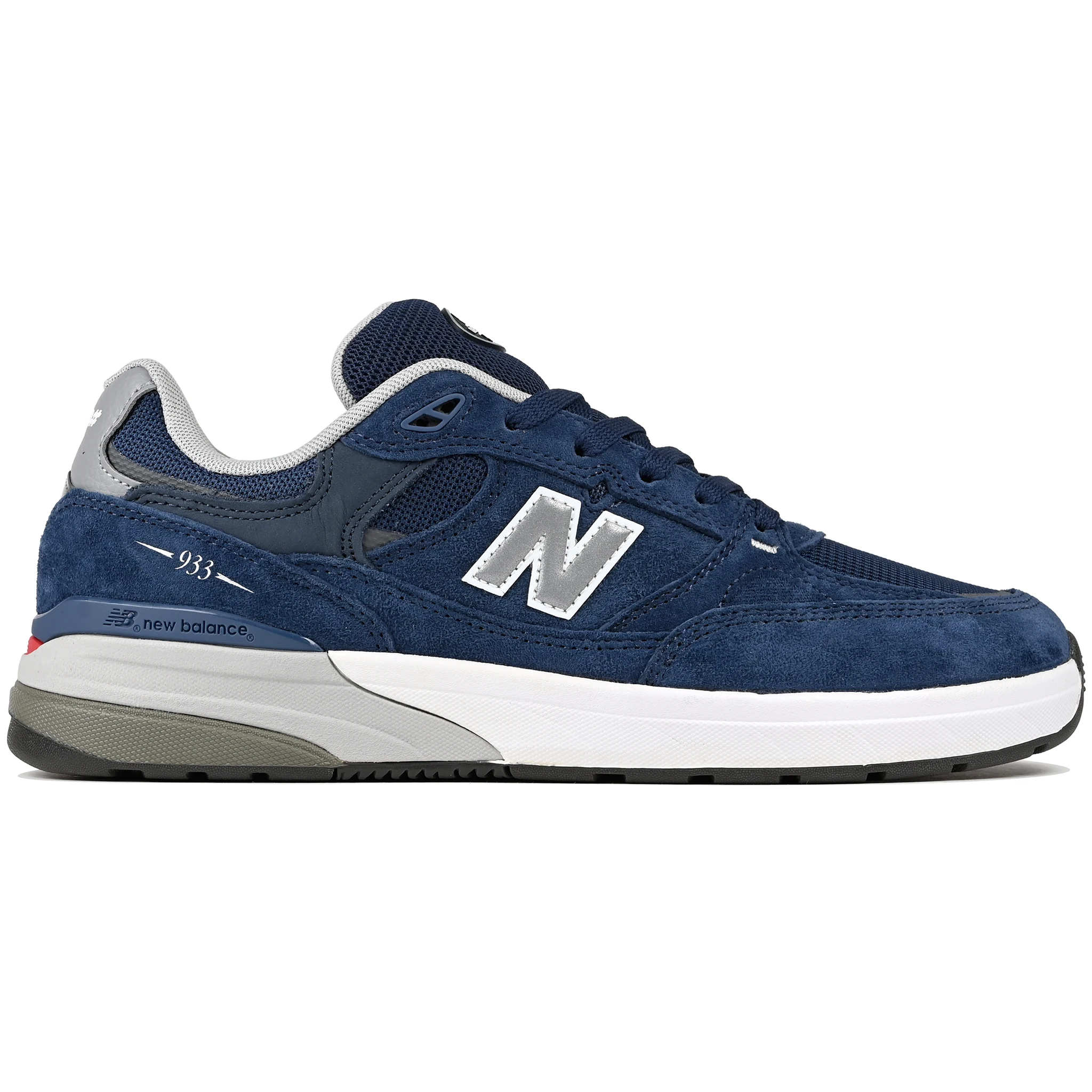 NB navy New Balance Numeric NM933 Andrew Reynolds pro model skateboard sneaker on a white background