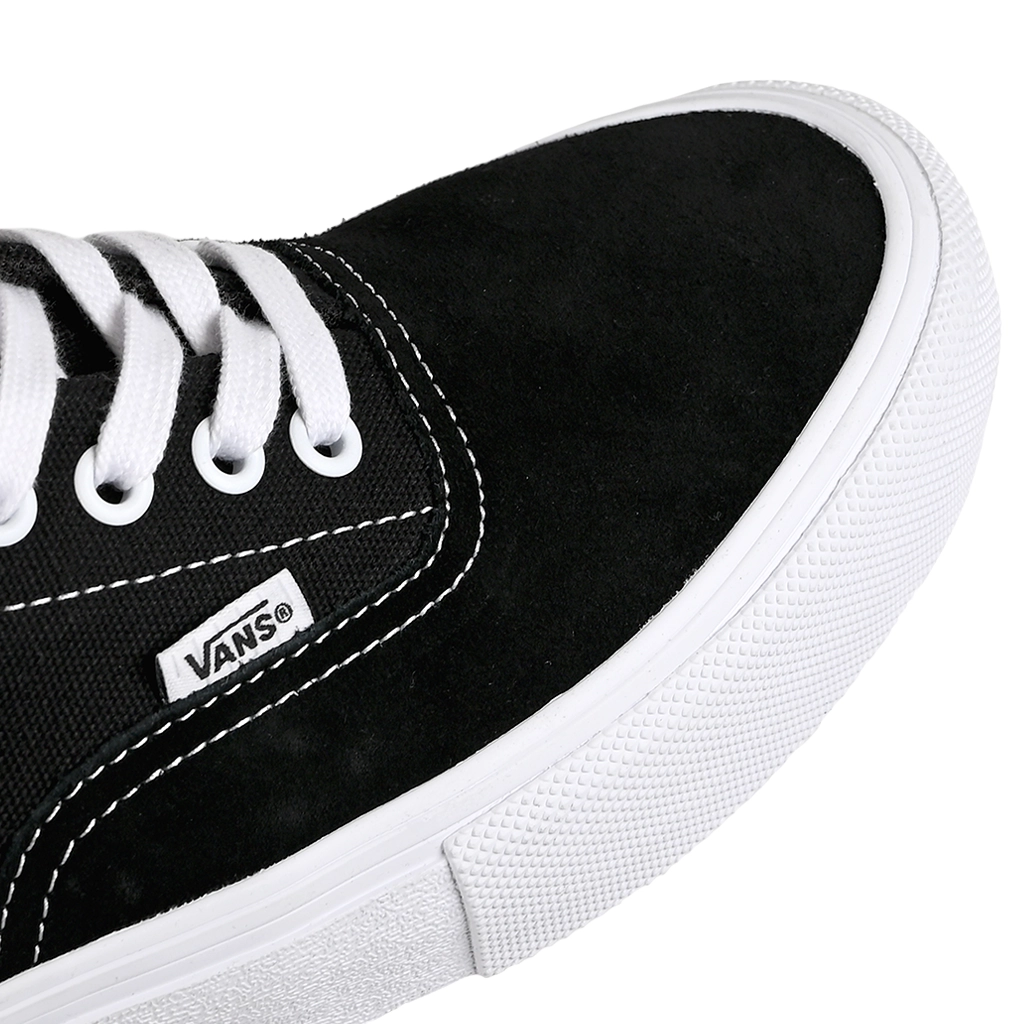 Close up of Vans Skateboarding black Skate Era sneaker on a white background