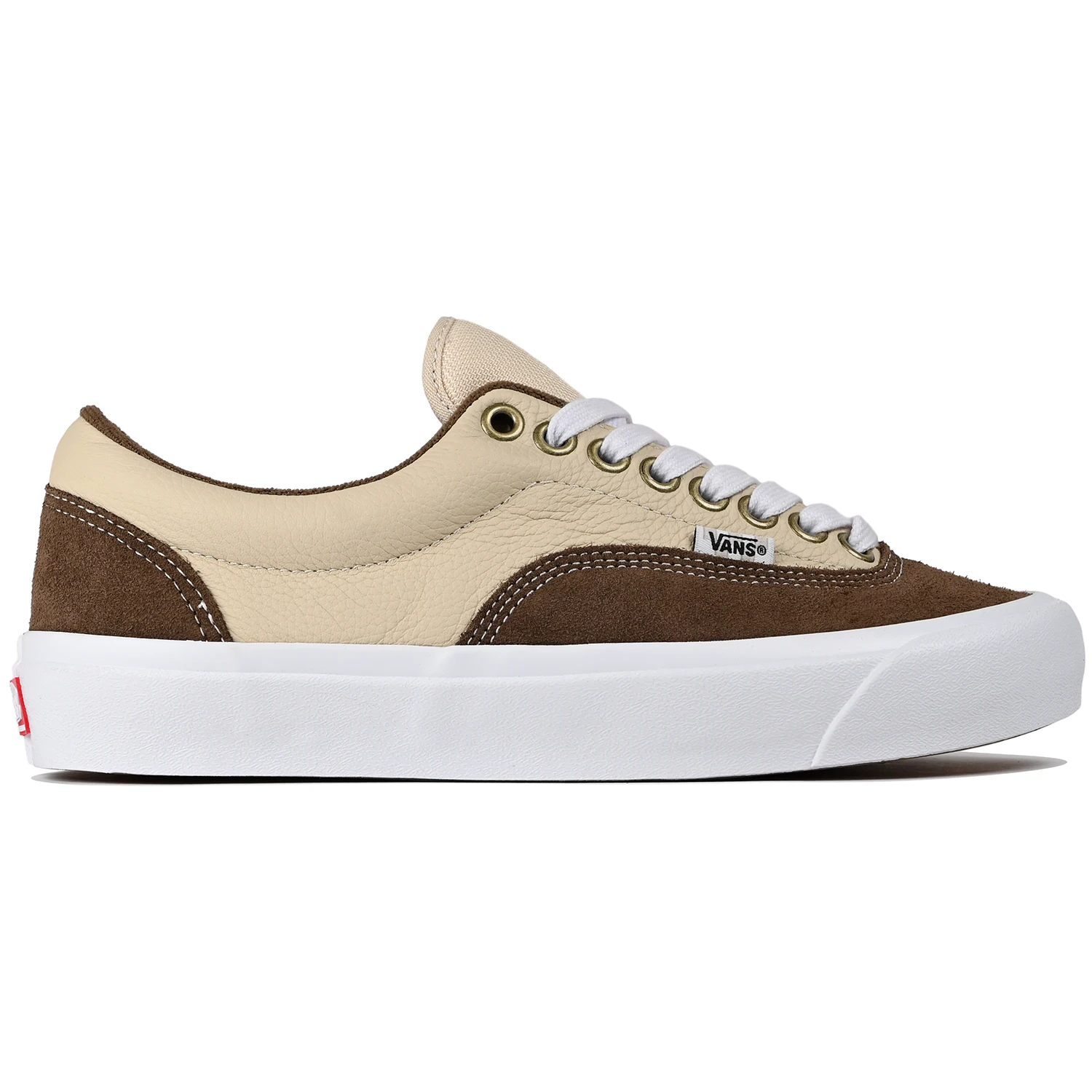 Brown and tan Vans Skateboarding Skate Era Stub men's skateboard sneaker on a white background