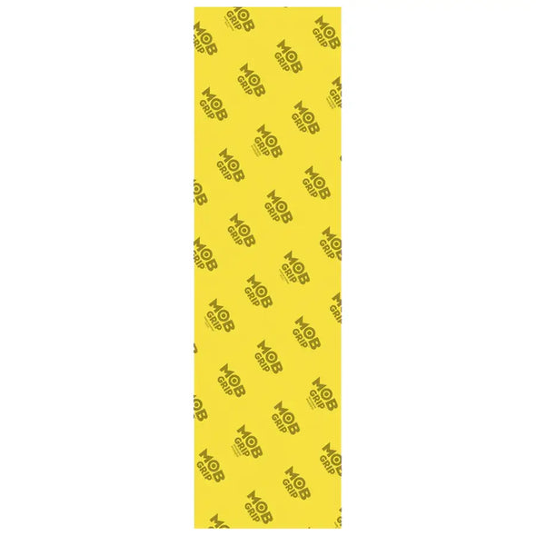 9 inch by 33 inch sheet of clear yellow Mob Griptape, available at No-Comply Skate Shop in Austin, TX
