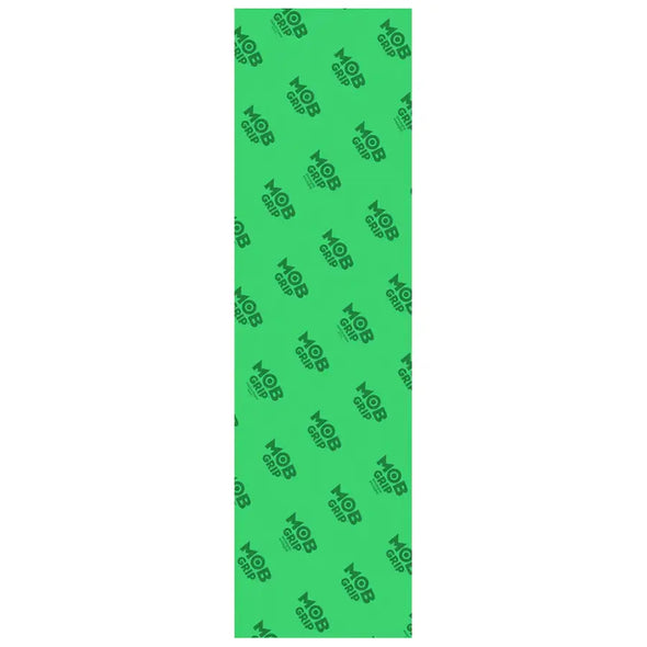 9 inch by 33 inch sheet of clear green Mob Griptape, available at No-Comply Skate Shop in Austin, TX