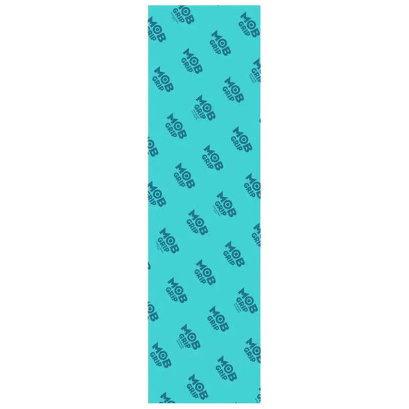 9 inch by 33 inch sheet of clear blue Mob Griptape, available at No-Comply Skate Shop in Austin, TX