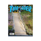 Thrasher magazine April 2026 cover with a skateboarder on stairs and 'Thrasher' logo.