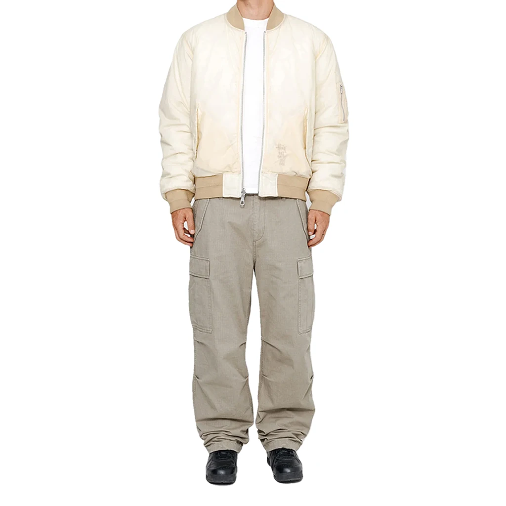 Stüssy Quilted Bomber Waxed Jacket - Cream