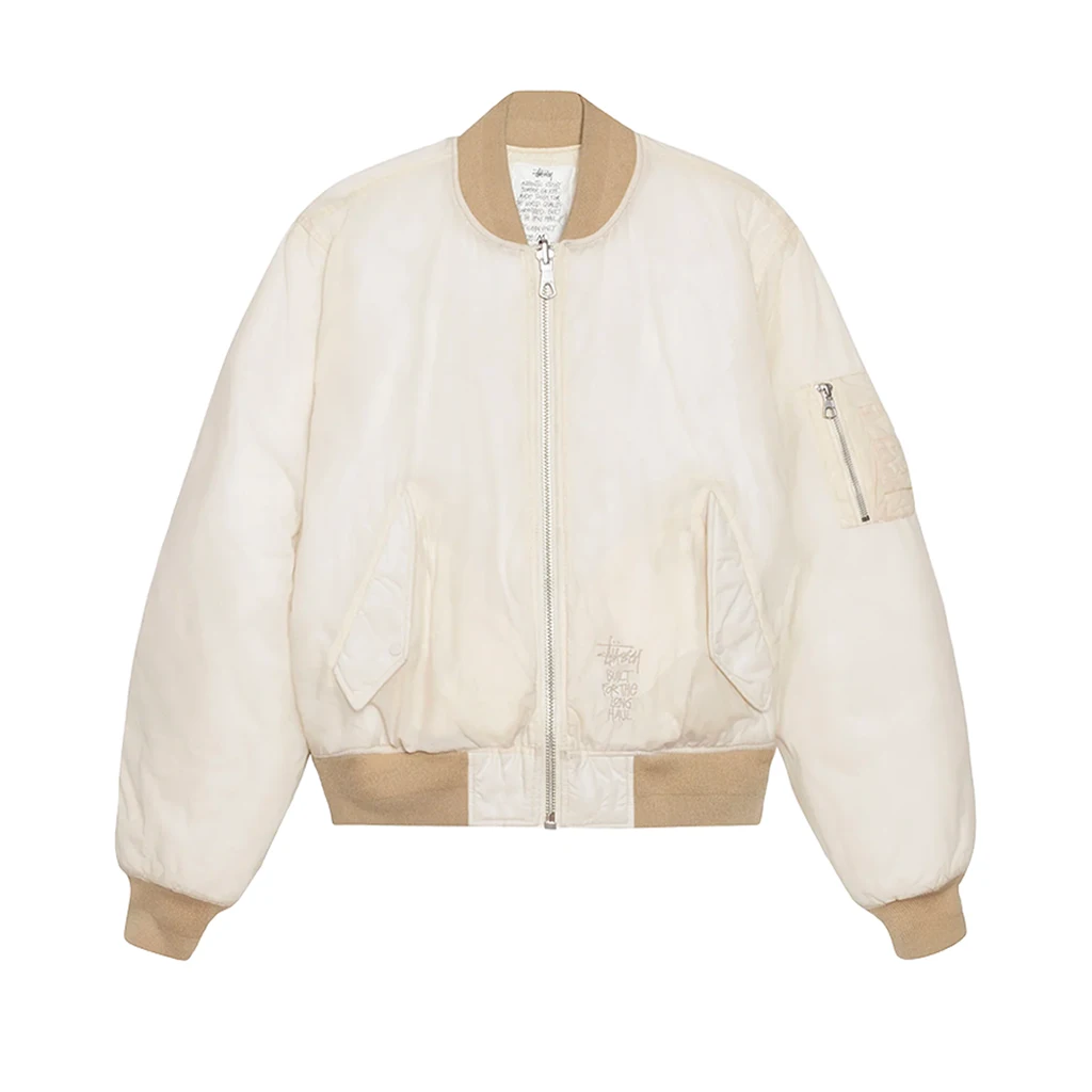 Stüssy Quilted Bomber Waxed Jacket - Cream