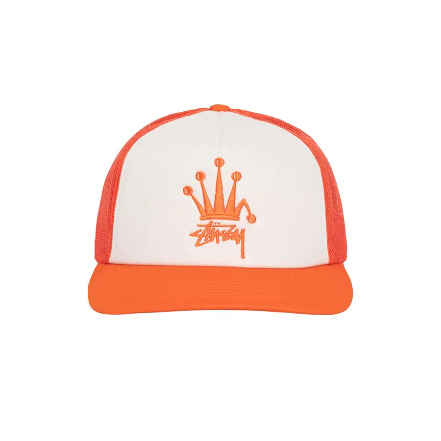 Stüssy Crown Stock Logo Trucker Hat - Orange