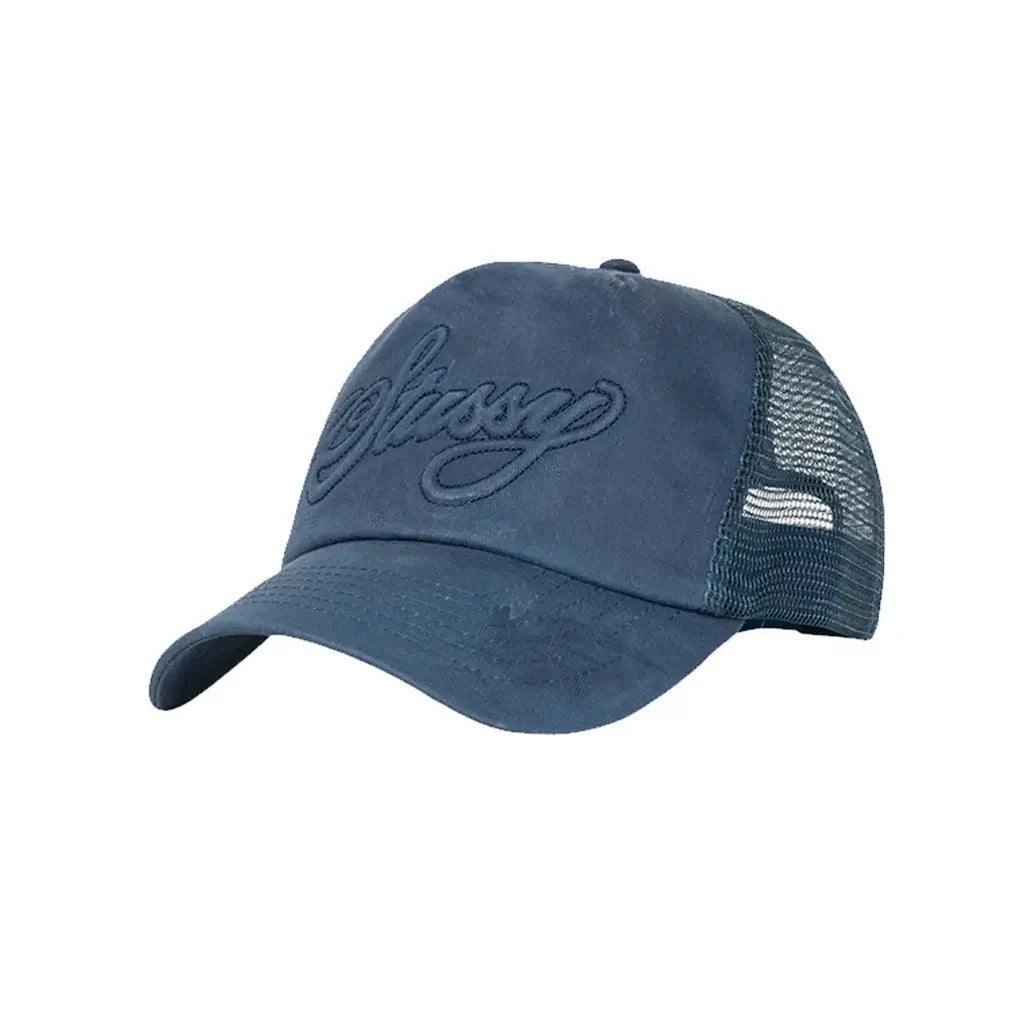 Stüssy Cursive Stitch Trucker Hat - Navy – No Comply Skateshop