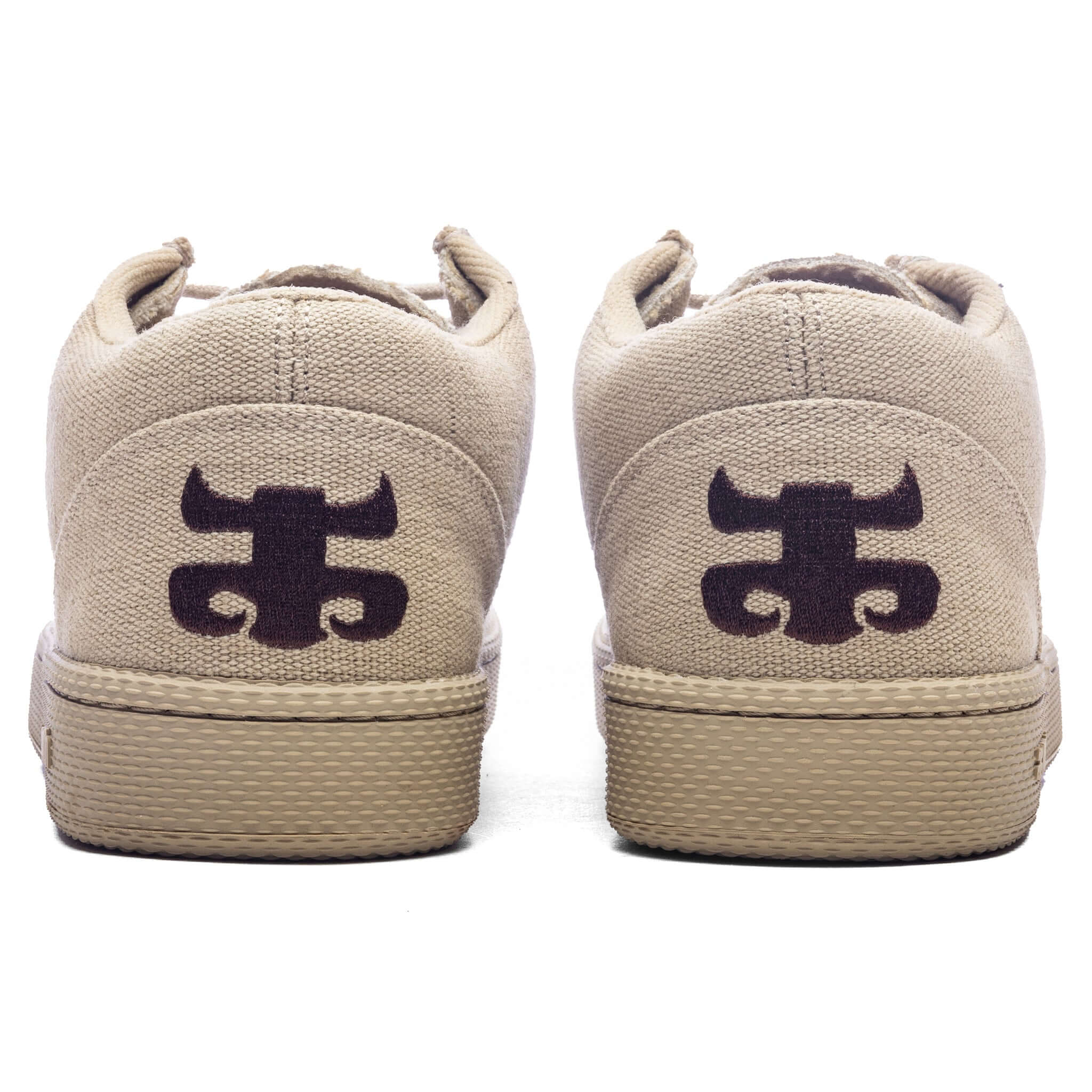 Back view of I-Path Cats Skateboarding Shoe in natural hemp, featuring signature logo and durable cupsole design.