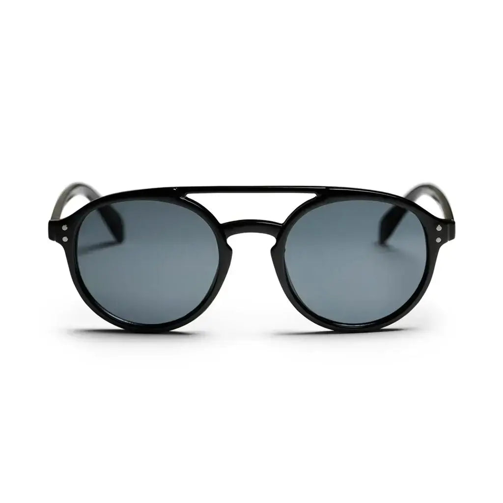 CHPO Brand Helsinki Sunglasses in black frame, made from 100% recycled plastic, designed in Sweden.