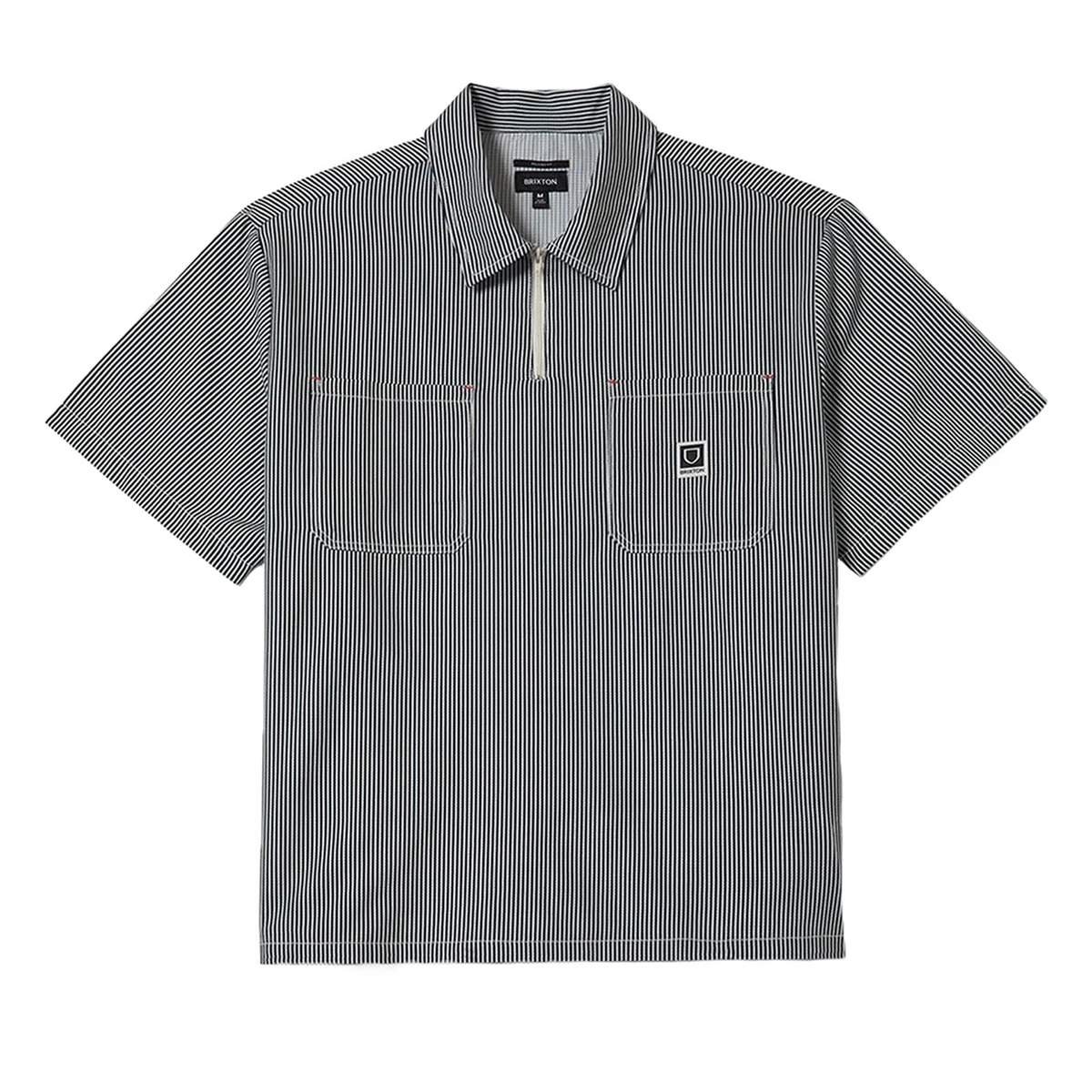 Brixton Journey Light Weight S/S Woven Shirt - Navy White Stripe