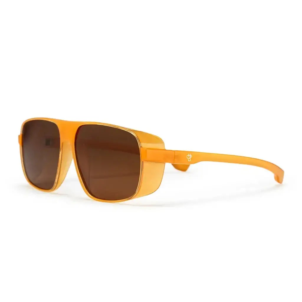 CHPO Anette sunglasses in mustard with polarized brown lenses, stylish recycled frame designed in Sweden.