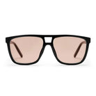 CHPO Brand Siljan Sunglasses in black frame with brown transparent lenses, designed in Sweden from recycled plastic.