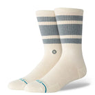 Stance Boyd Street Crew Socks in Canvas color, featuring medium cushioning and classic crew height with stylish stripes.
