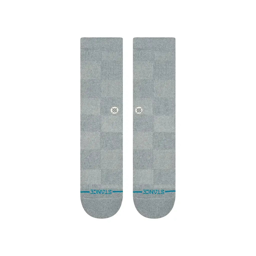 Stance Down And Out Crew Socks - Light grey checkered design with medium cushion for comfort.