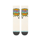 Stance Sublime Crew Socks showcasing a vibrant sun design, medium cushion, and combed cotton blend material.