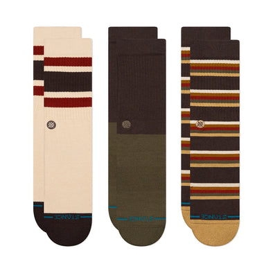 Stance Mill House 3 Pack Crew Socks - Dark Brown