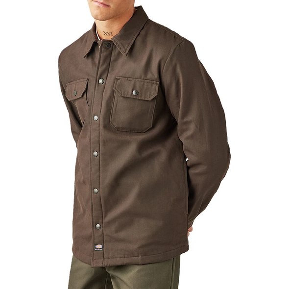 Dickies Skateboarding Heavyweight Lined Duck Snap Shirt Jacket - Dark Brown