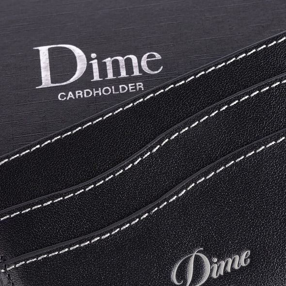 Dime MTL Cursive Leather Cardholder - Black