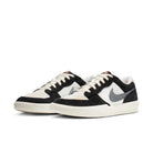 A pair of Black and white Nike SB Force 58 men's skateboard sneakers on white background