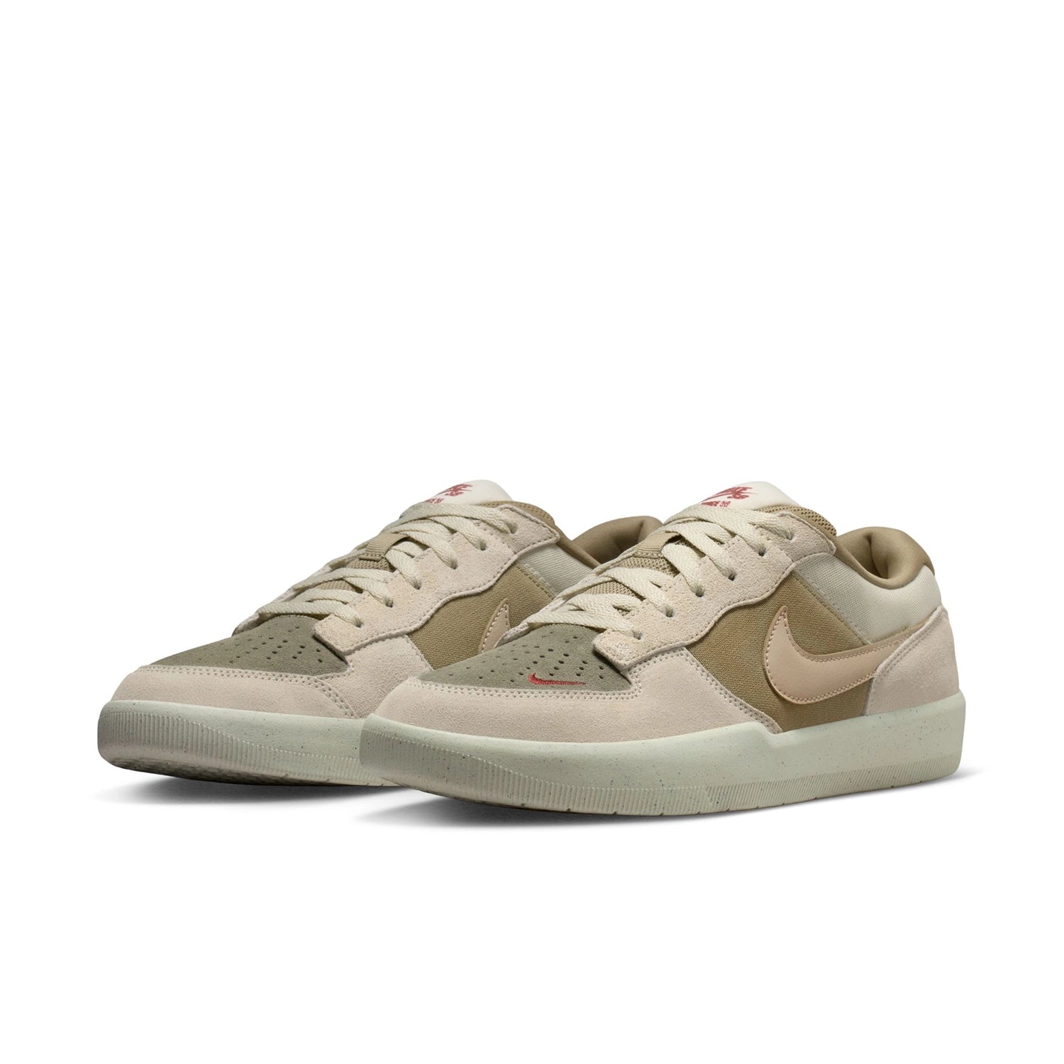 A pair of Coconut Milk Nike SB Force 58 men's skateboard sneakers on a white background