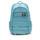 Nike RPM Backpack 2.0 in Denim Turq color, featuring padded straps, multiple zippered pockets, and spacious main compartment.