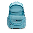 Nike RPM Backpack 2.0 in denim turquoise with spacious compartments and padded straps for comfort.