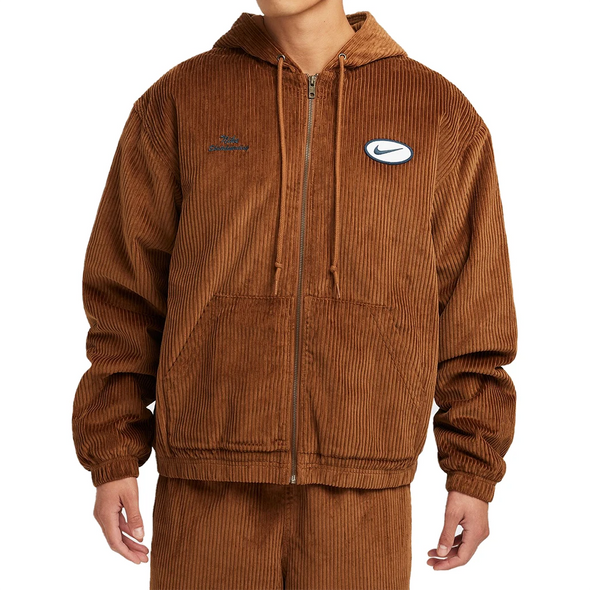 Nike SB Full Zip Hooded Corduroy Skate Jacket - Brown