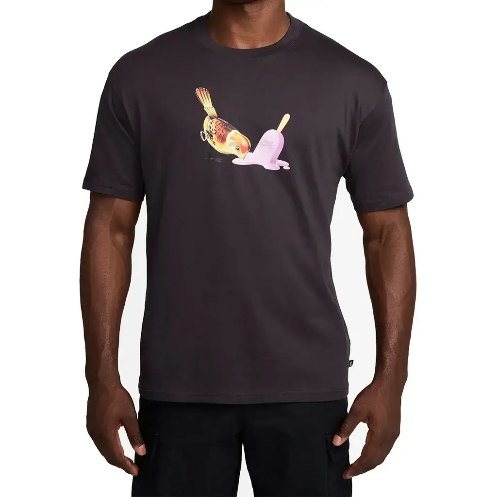 Black Nike SB Max 90 Skate T-Shirt featuring ice cream graphic, comfortable midweight cotton for everyday wear.