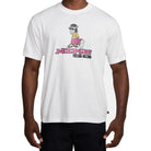 White Nike SB Max 90 Dunk Dog Skate T-Shirt with fun dog graphic and relaxed fit for comfort and style.