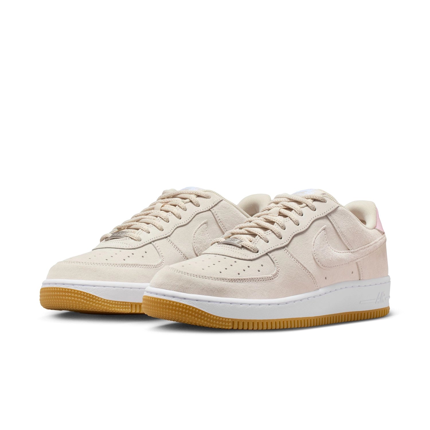 A pair of LT Orewood brown Nike SB Air Force 1 men's skateboard sneakers on a white background