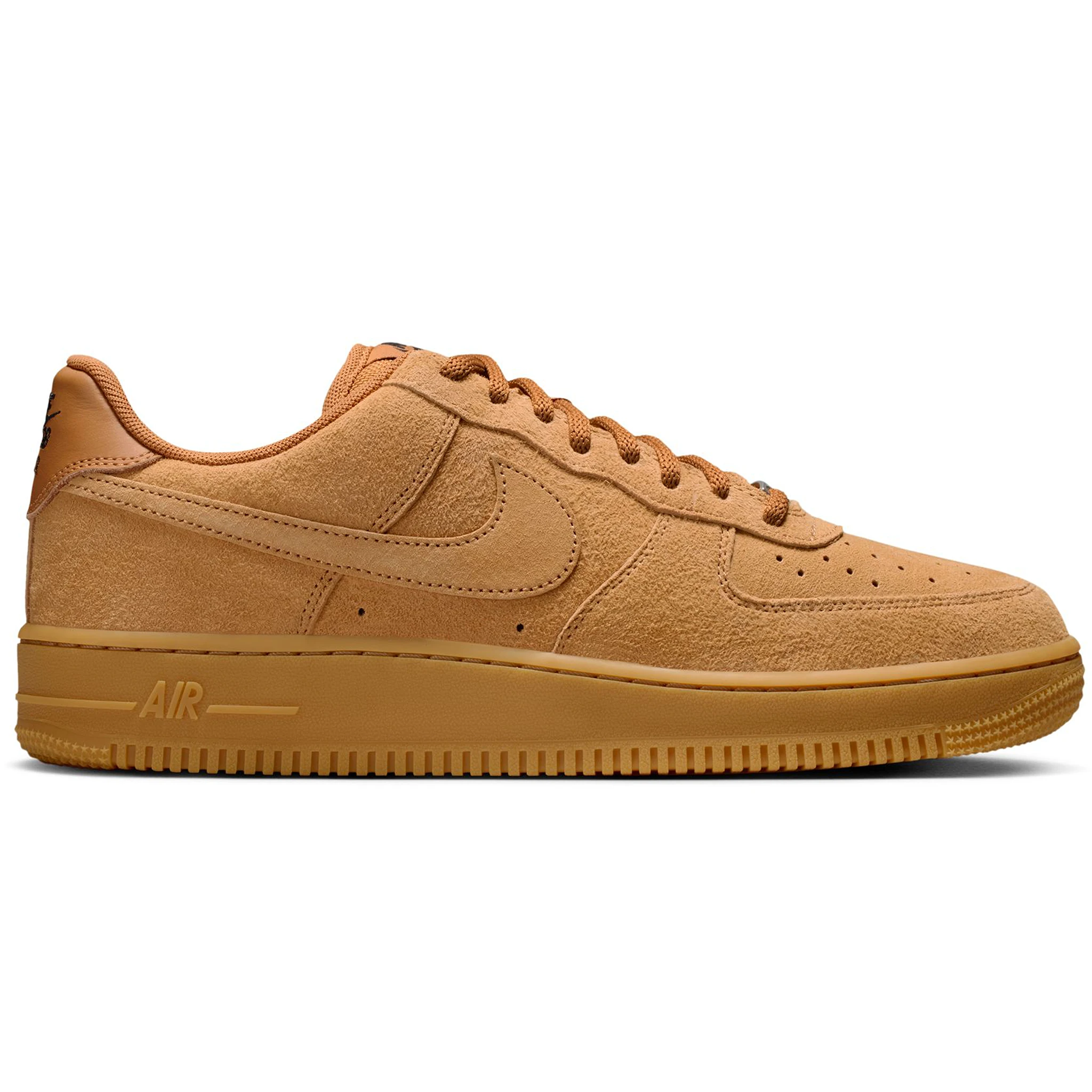 Flax brown Nike SB Air Force 1 skateboard sneaker on a white background