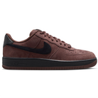 Chocolate Brown suede Nike SB Air Force One skateboard sneaker with black sole and black swoosh branding on a white background