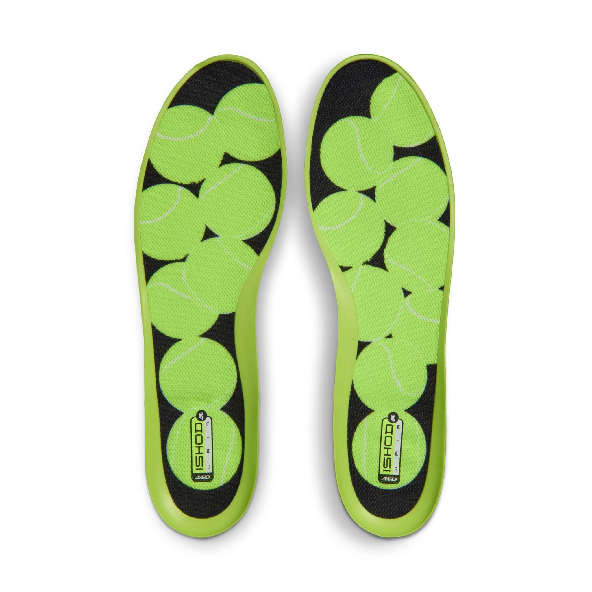 Insole of Volt Yellow Nike SB Ishod Wair pro model skateboard sneaker with Ishod branding on a white background