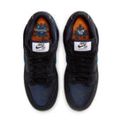 Top of Black and marina Nike SB Dunk Low Pro men's skateboarding sneaker on a white background 