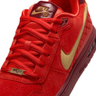 Nike SB P-Rod 1 red sneaker with gold accents and Nike logo on a white background