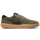 Medium olive Nike SB Force 58 skateboard sneaker with black swoosh branding on a white background