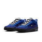 A pair of Blue void Nike SB Ishod Wair Air Max skateboard sneakers with Silver Metallic swoosh branding on a white background