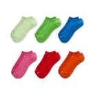 Nike Everyday Plus Cushioned No-Show Socks in multi-color pack featuring green, pink, blue, red, orange, and yellow shades.