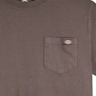 Brown Dickies t-shirt with a pocket and Dickies logo on a white background