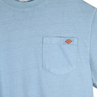 Light blue Dickies t-shirt with a pocket and Dickies logo on a white background