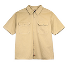Dickies beige short-sleeve shirt with two front pockets on a white background