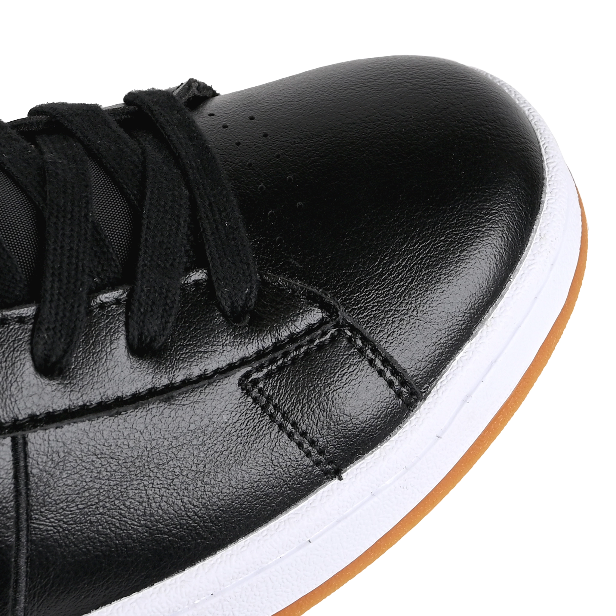 Toe box Black leather I-Path Footwear Ace skateboarding sneaker on a white background
