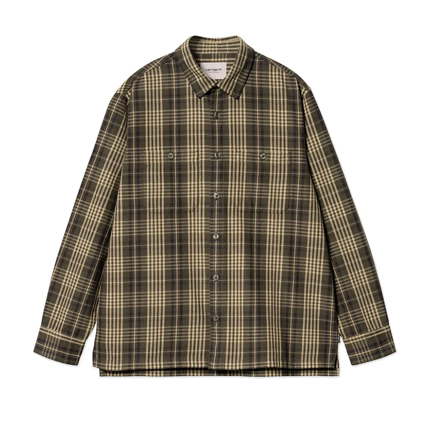 Carhartt WIP Mandilk Check L/S Woven Shirt - Office Green